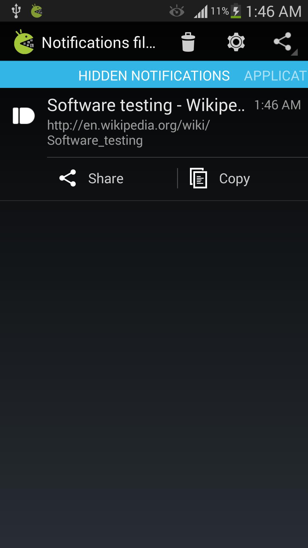 Notifications filter