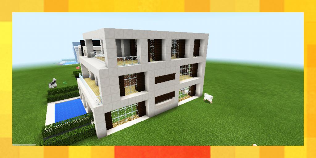 Three modern houses. Map for MCPE
