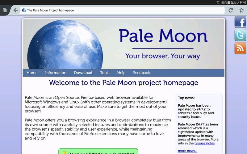 Pale Moon web browser