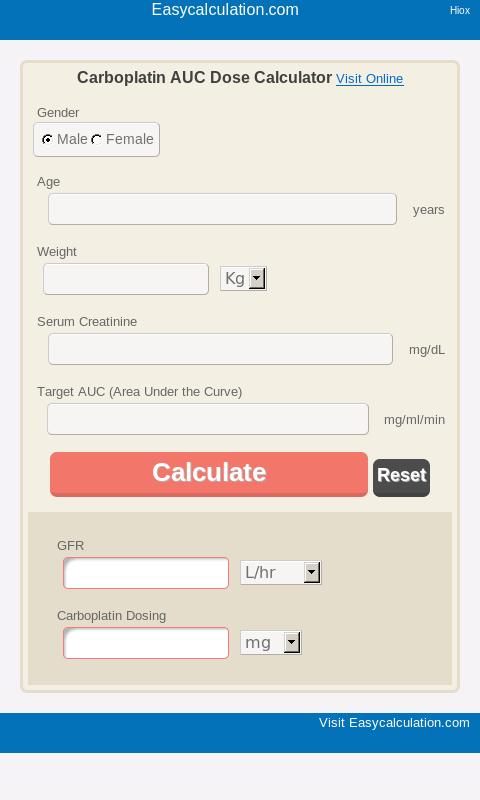 Carboplatin AUC Dose Calci