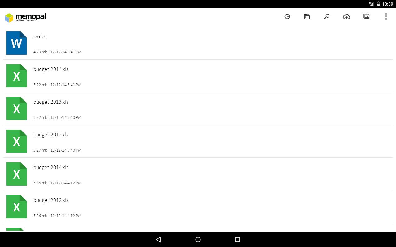 Memopal Online Backup - Tablet